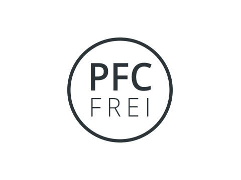 Ein rundes Abzeichen mit dem fettgedruckten Text „PFC FREI“ in der Mitte. Das Design ist einfach, mit einem monochromen Farbschema, alles auf weißem Hintergrund.