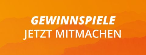Das Bild zeigt einen orangefarbenen Hintergrund mit dem deutschen Text „GEWINNSPIELE JETZT MITMACHEN“ in weißen Großbuchstaben.