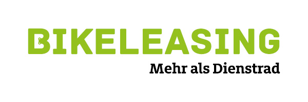 Das Bild zeigt den Text „BIKELEASING“ in fetten grünen Buchstaben, gefolgt von „Mehr als Dienstrad“ in kleineren schwarzen Buchstaben.
