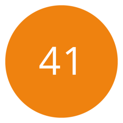 Orangefarbener Kreis mit der Zahl 41 in Weiß in der Mitte.