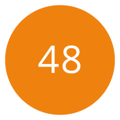 Ein orangefarbener Kreis mit der Zahl 48 in Weiß in der Mitte.