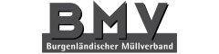 Logo des Burgenländischen Müllverbandes mit großen, fetten Buchstaben „BMV“ über dem vollständigen Namen. Das Design ist monochromatisch und verwendet Grautöne.
