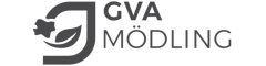 Das Logo der GVA Mödling mit stilisierten Elementen, darunter ein Blumen- und Blattdesign innerhalb einer geschwungenen Linie, symbolisiert ein umweltfreundliches oder gärtnerisches Thema. Der Text „GVA MÖDLING“ wird prominent neben der Grafik angezeigt.