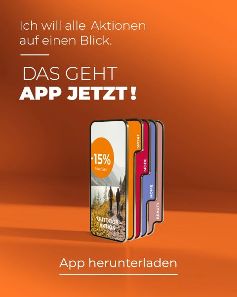 Zwei Smartphones werden nebeneinander gehalten, auf jedem ist eine Person zu sehen, die sich gegenübersteht, als ob sie sich küssen würden. Auf dem linken Telefon ist eine Frau zu sehen, auf dem rechten ein Mann mit Fahrradhelm. Der Text lautet: „Das Beste aus zwei Welten. DAS GEHT APP JETZT!“.