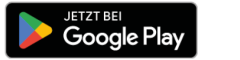 Google Play-Logo mit dem Text „JETZT BEI Google Play“ auf schwarzem Hintergrund, das auf die Verfügbarkeit im Google Play Store auf Deutsch hinweist.