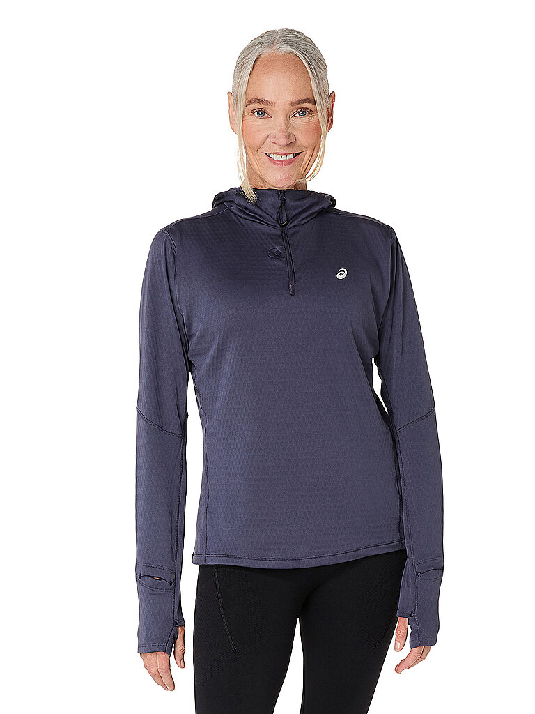 ASICS Damen Laufshirt Road Winter Hoodie dunkelblau | M — Bild 2