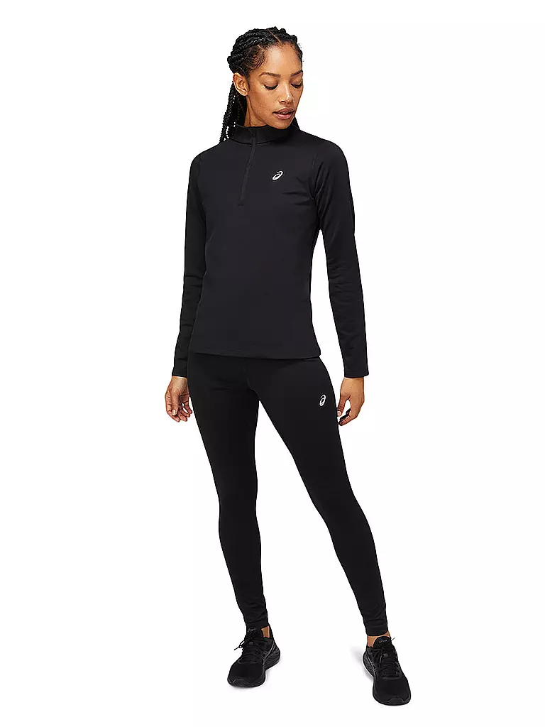 Zip ASICS Core LS 1/2 Laufshirt Winter schwarz Damen