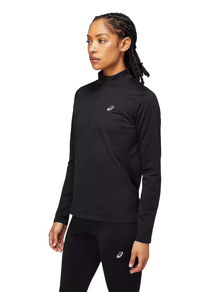 ASICS Damen Laufshirt Core LS 1/2 Zip Winter schwarz