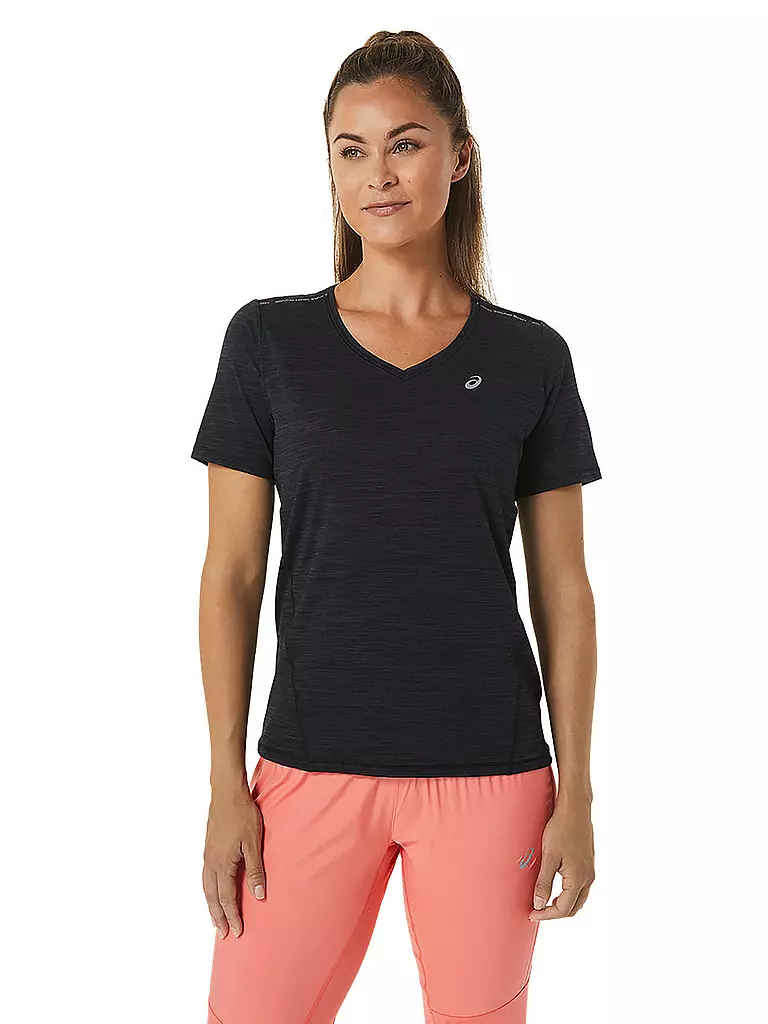 ASICS | Damen Laufshirt Race V-Neck SS Top | schwarz