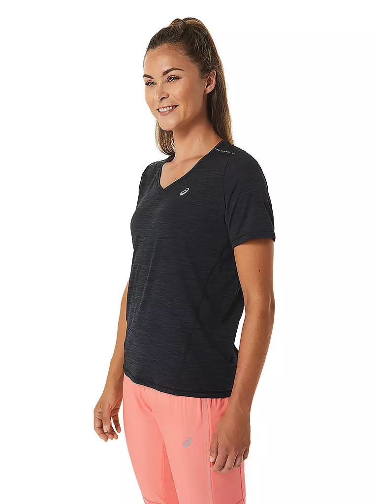 ASICS | Damen Laufshirt Race V-Neck SS Top | schwarz