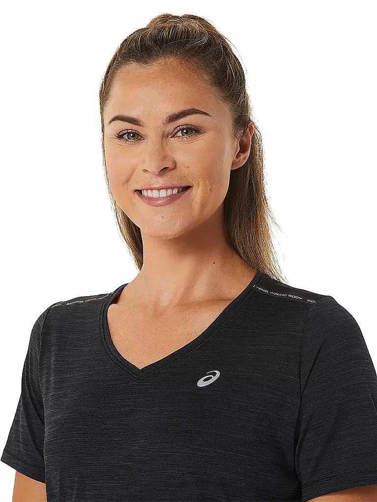 ASICS | Damen Laufshirt Race V-Neck SS Top | schwarz