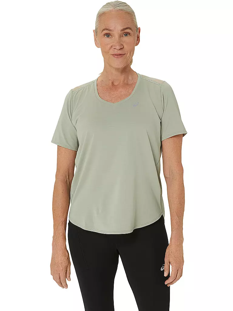 ASICS | Damen Laufshirt Road V-Neck SS Top | olive