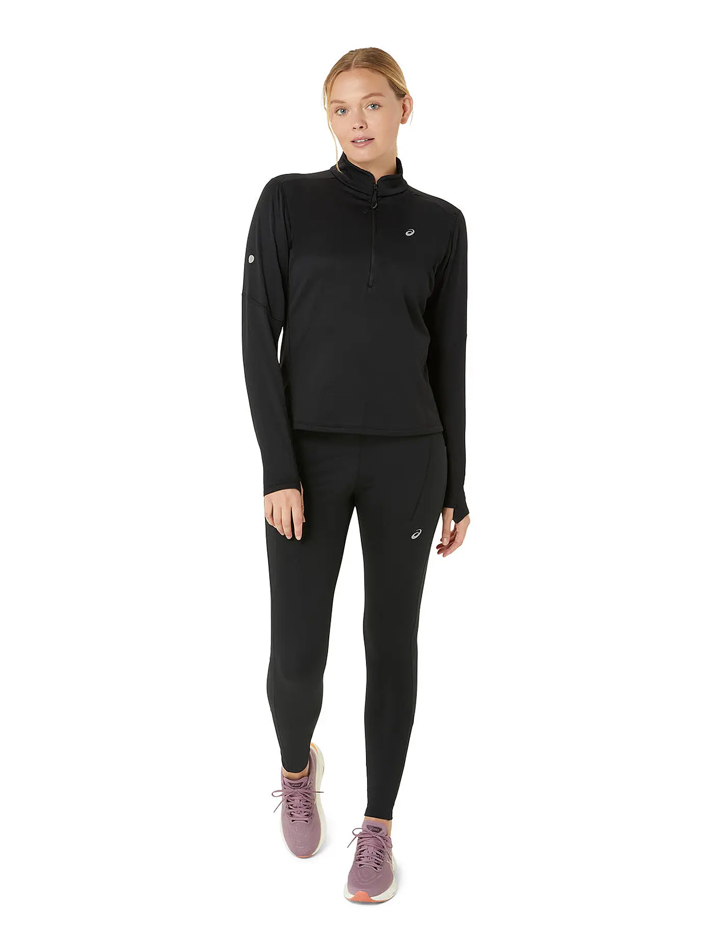 ASICS | Damen Laufshirt Road Winter 1/2 Zip | schwarz