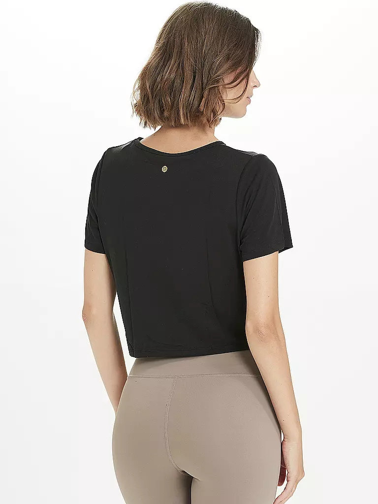 ATHLECIA | Damen Fitnessshirt Diamy Cropped Tee | schwarz