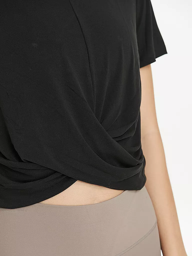 ATHLECIA | Damen Fitnessshirt Diamy Cropped Tee | schwarz