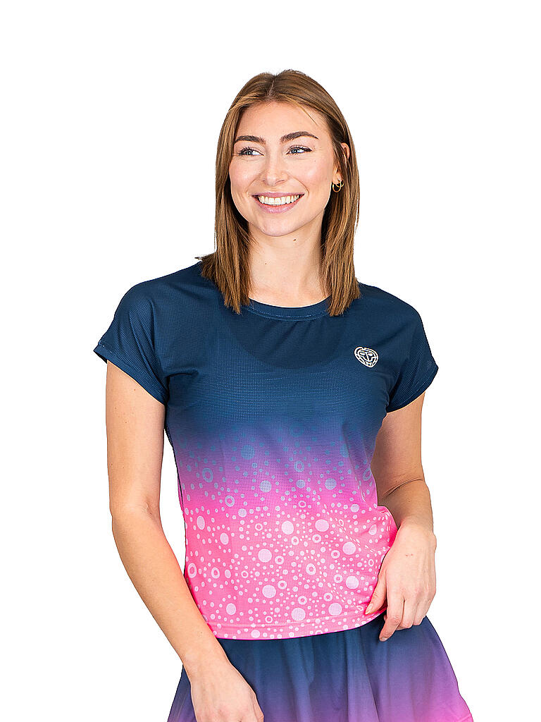 BIDI BADU | Damen Tennisshirt Colortwist Capsleeve | dunkelblau