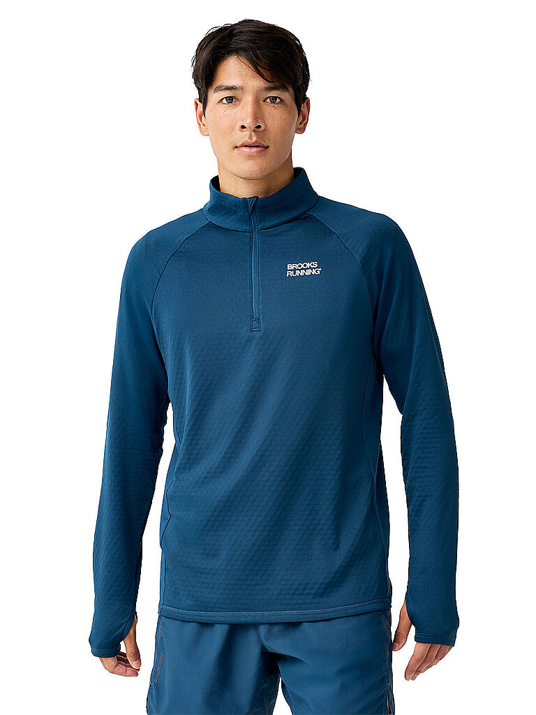 BROOKS Herren Laufshirt Thermal Reflective 1/4 Ziip dunkelblau | S