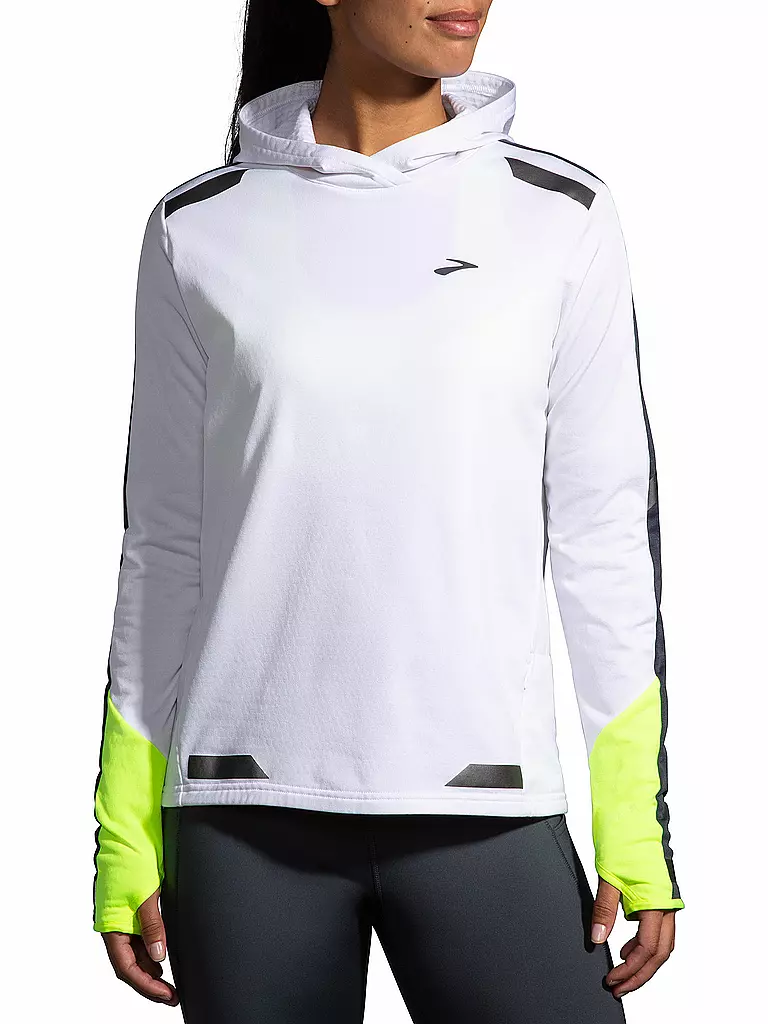 BROOKS | Damen Laufhoodie Run Visible Thermal | weiss