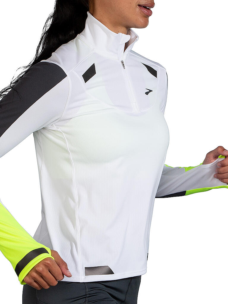 BROOKS | Damen Laufshirt Run Visible 1/2 Zip | weiss