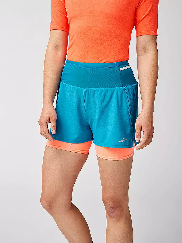 BROOKS | Damen Laufshort High Point 2in1 | blau