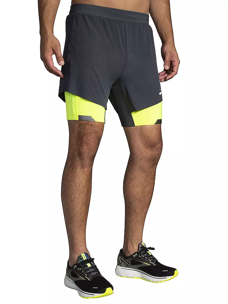 BROOKS | Herren 2in1 Laufshort Run Visible 5" | grau