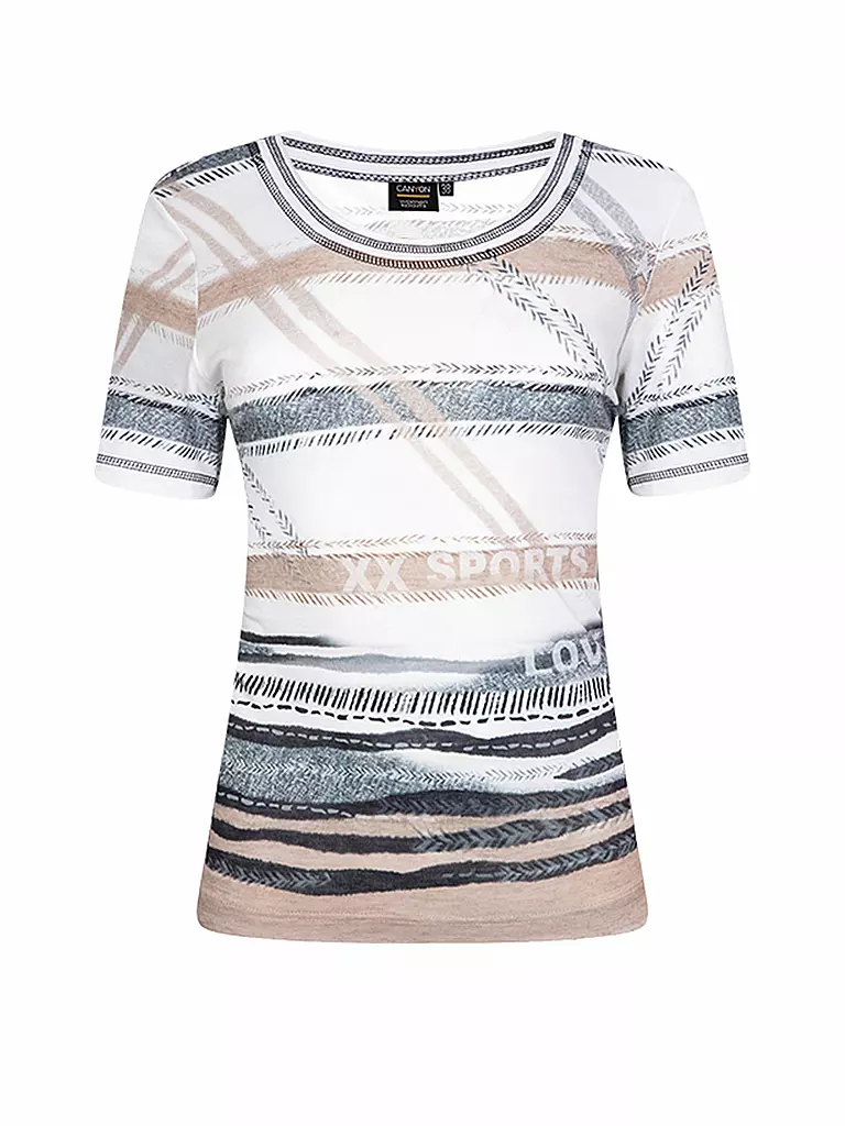 CANYON | Damen T-Shirt Streifen 1/2 Arm | weiss