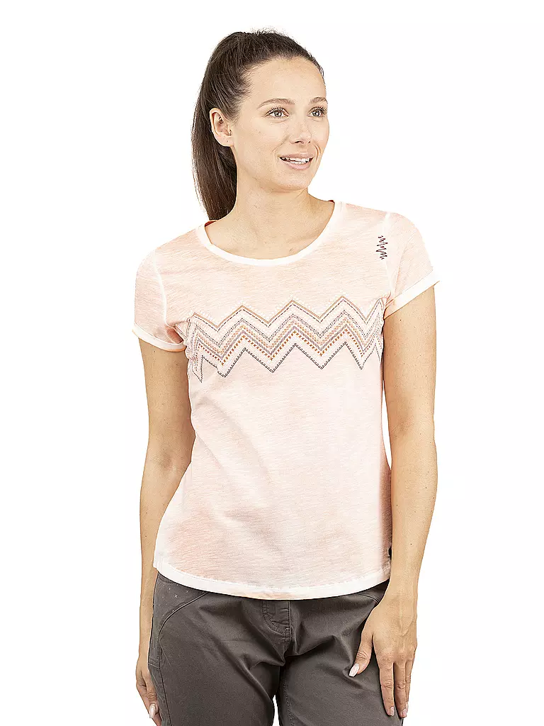 CHILLAZ | Damen Klettershirt Oetztal ZigZag Ornament | koralle