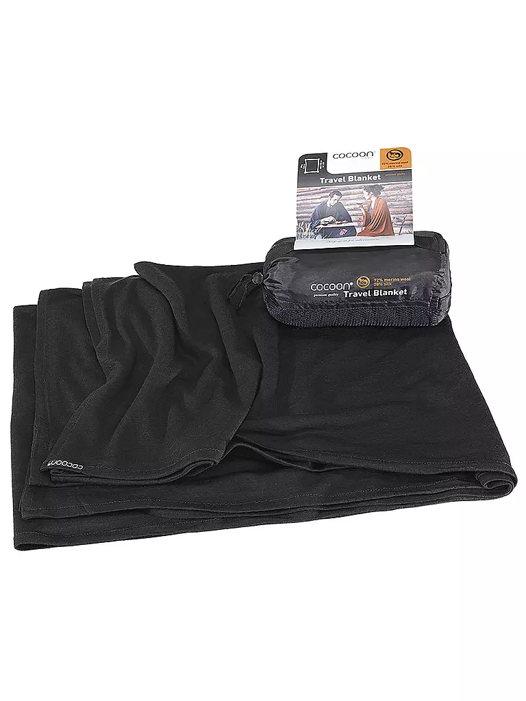 COCOON | Reisedecke Travel Blanket Merino Wool/Silk 180*140CM | schwarz