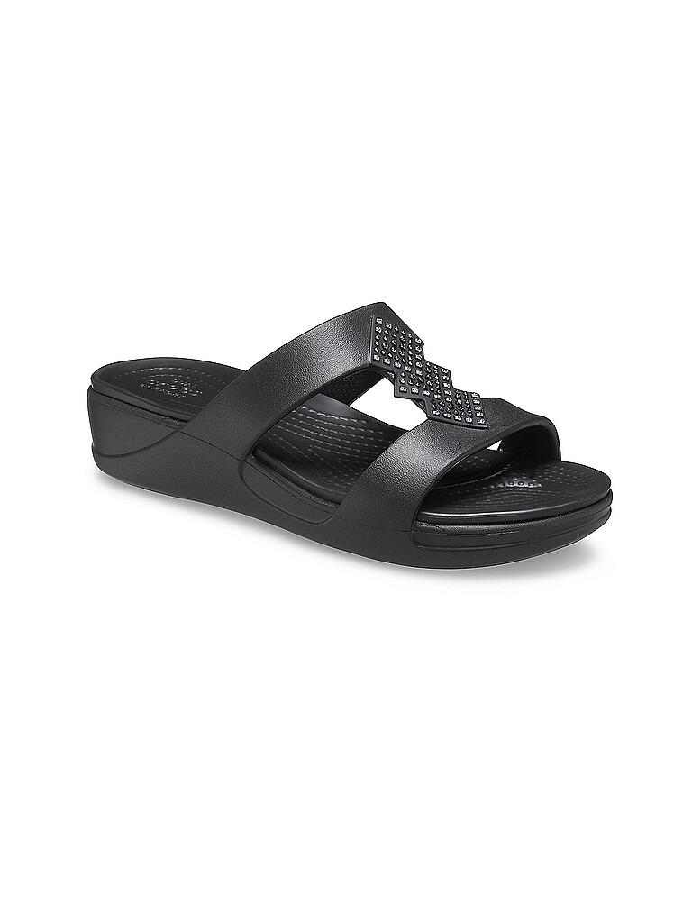 CROCS | Damen Badepantoffeln Crocs Monterey Shimmer Slip-On Wedge | schwarz