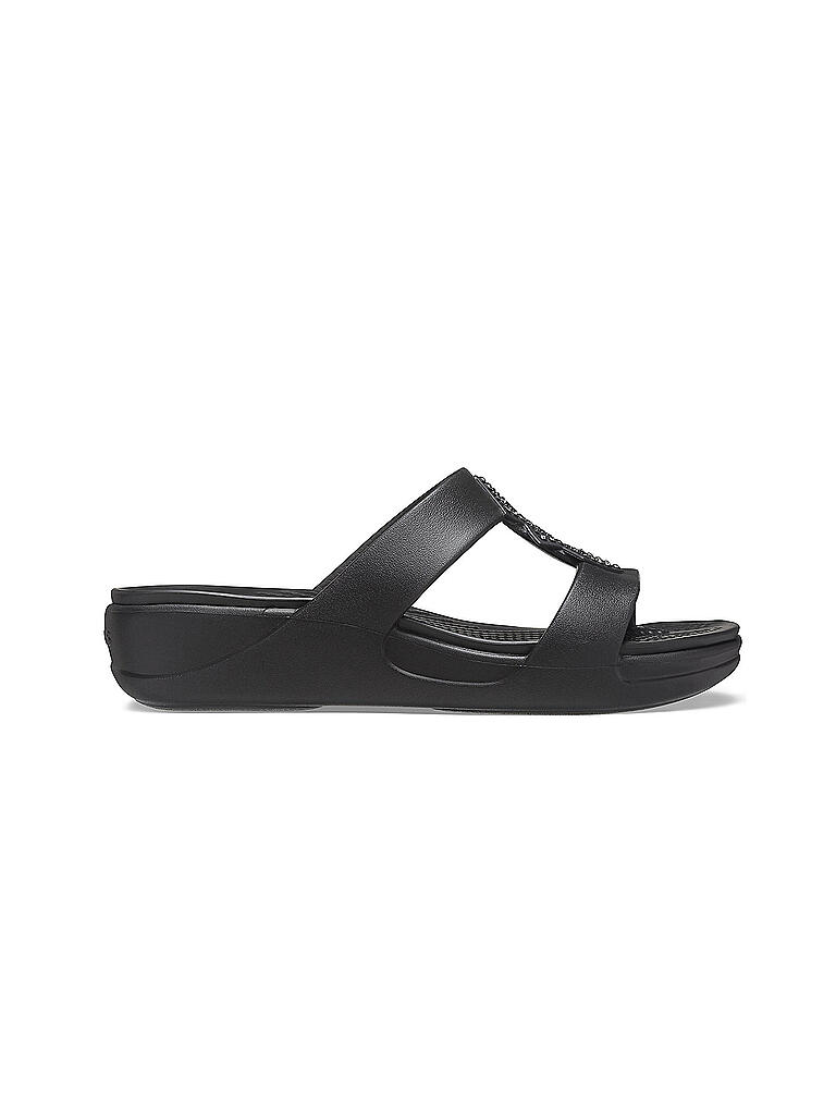 CROCS | Damen Badepantoffeln Crocs Monterey Shimmer Slip-On Wedge | schwarz