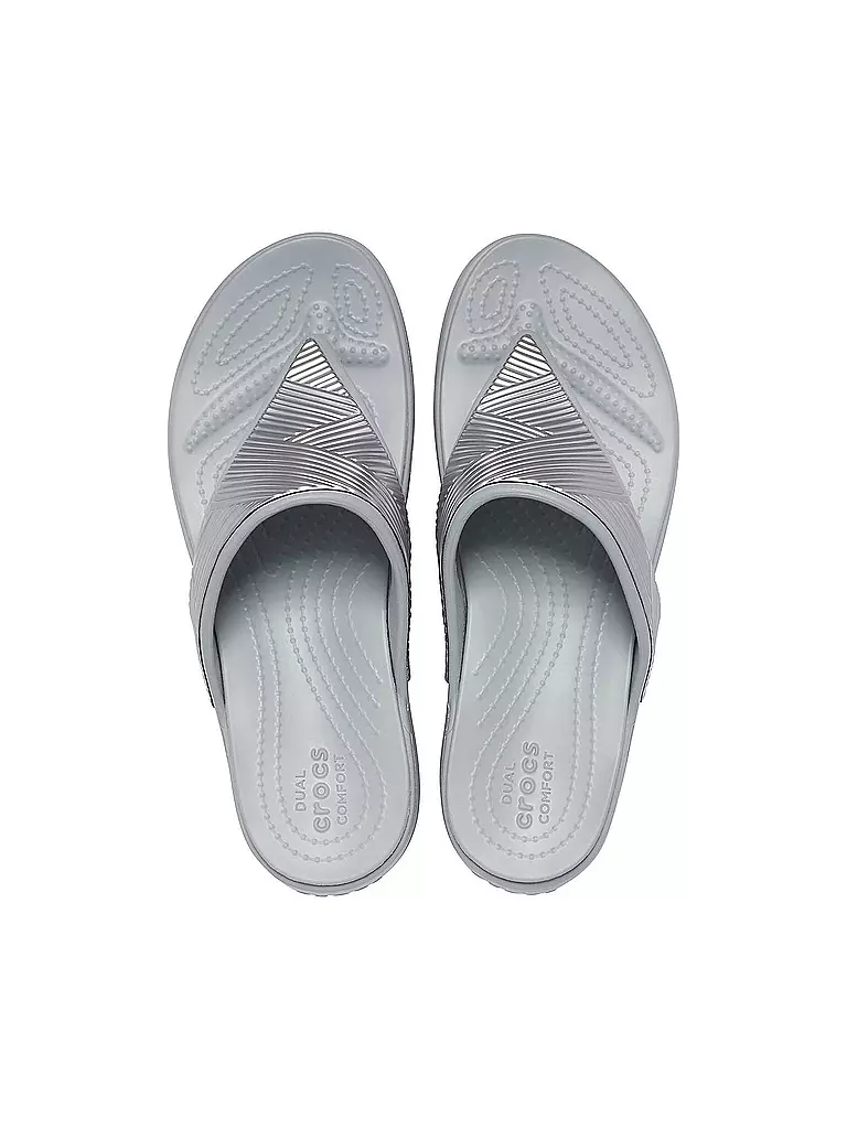 CROCS | Damen Zehentrenner Crocs Monterey Metallic Wedge Flip | grau