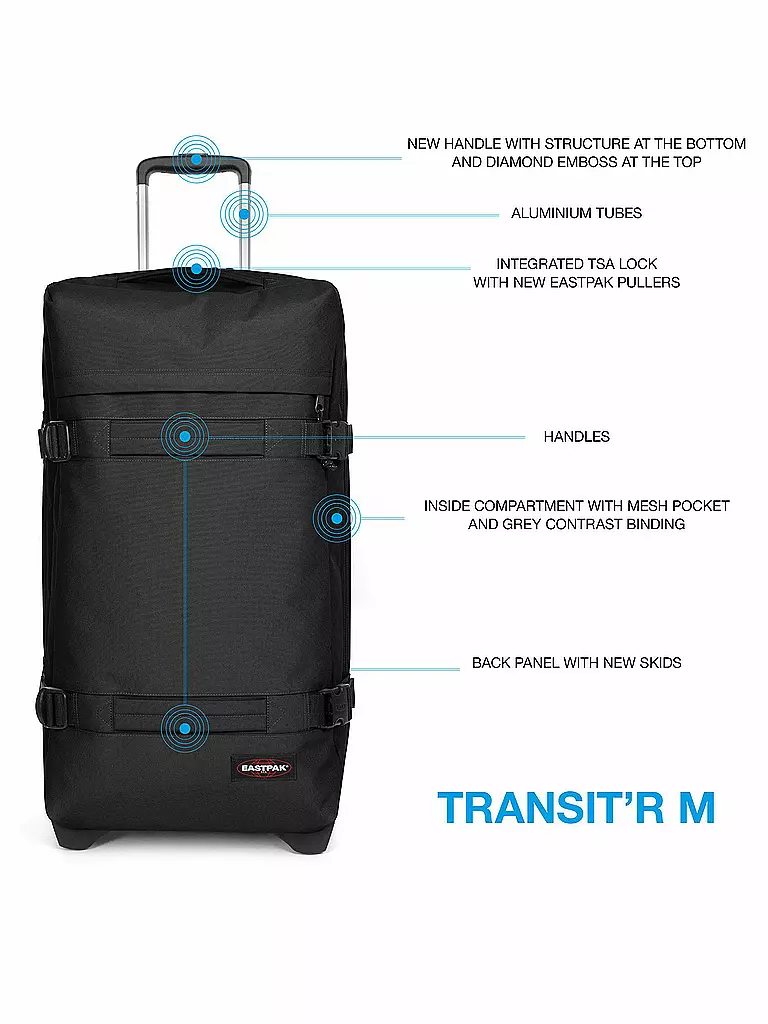 EASTPAK | Reisetrolley Transit'R M 71-80L | schwarz