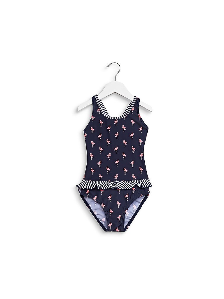 ESPRIT Mädchen Badeanzug mit Rüschen und Flamingos blau | 104-110