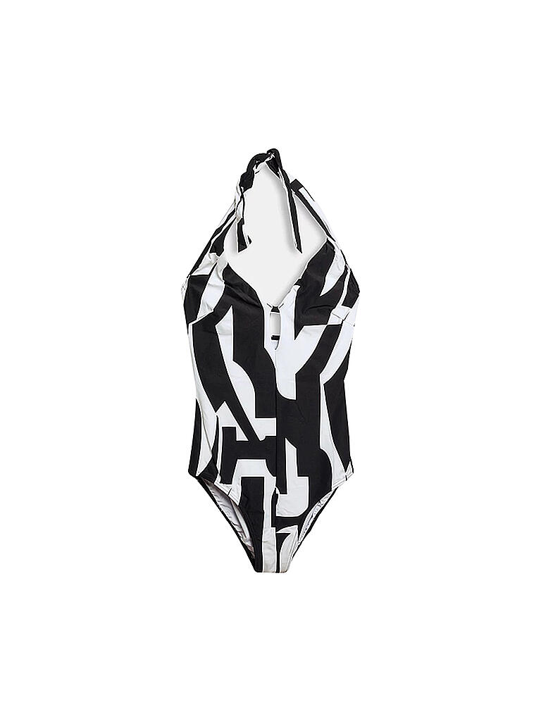 ESPRIT | Damen Badeanzug Neckholder Grafik Print | schwarz