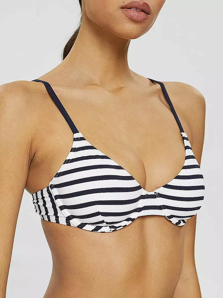 ESPRIT | Damen Bikinioberteil Bügel-Top mit Streifen | blau