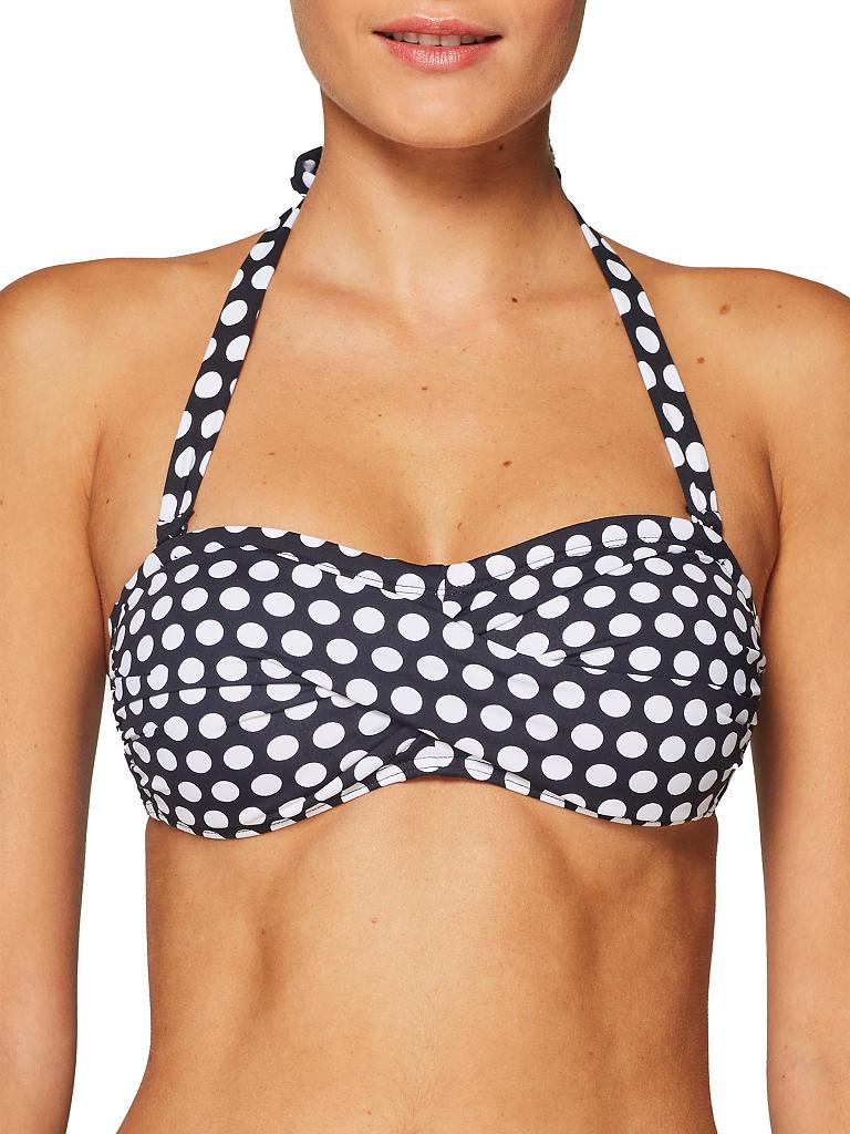 ESPRIT Damen Bikinioberteil Bandeau Crosby Tupfen Print schwarz