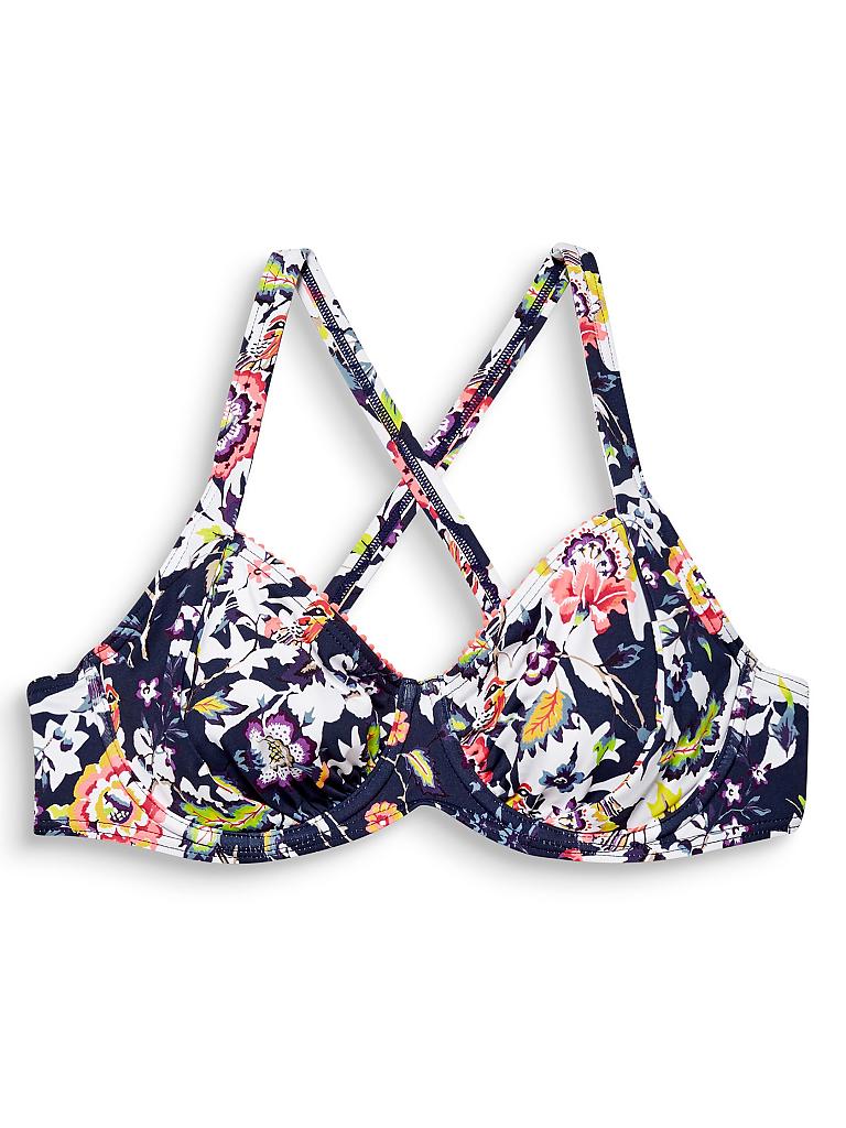 ESPRIT Damen Bikinioberteil BlütenPrint blau 36C