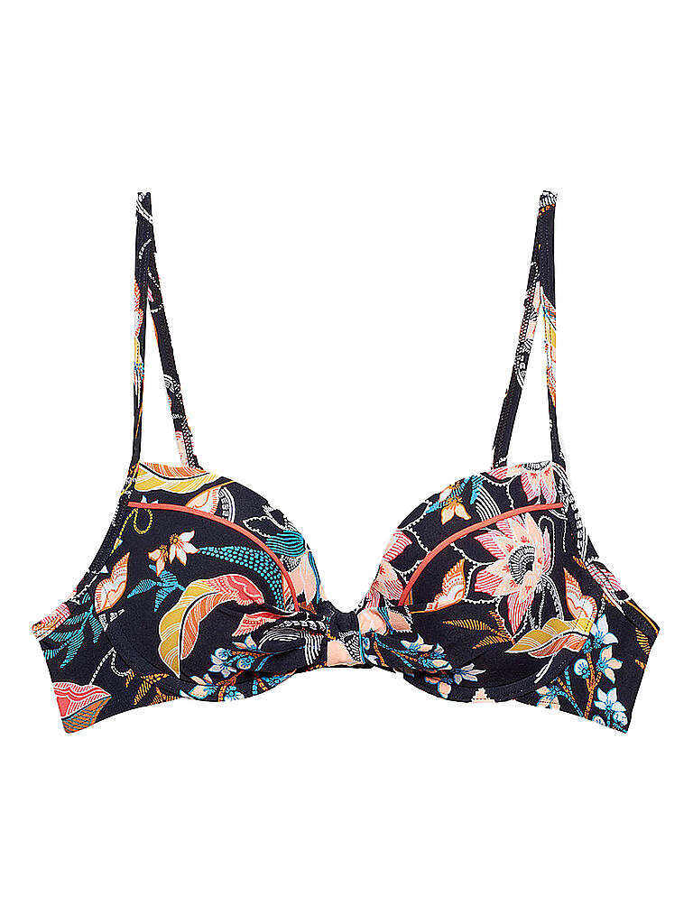 ESPRIT Damen Bikinioberteil BügelBH wattiert mit Print blau 36A