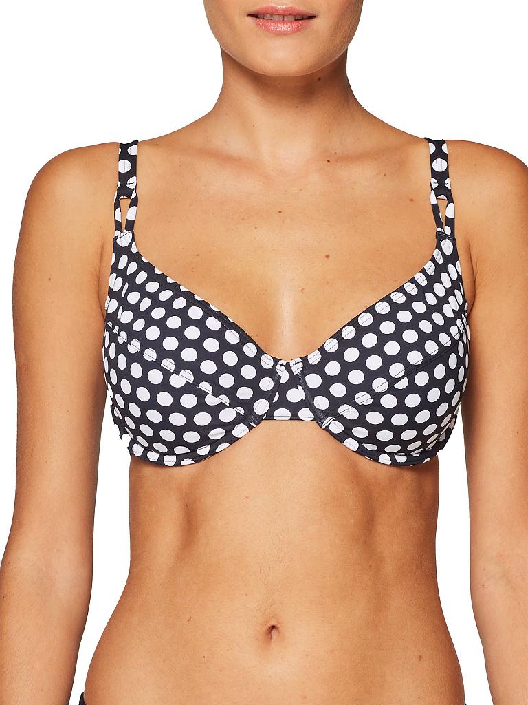 ESPRIT Damen Bikinioberteil Miami Beach Tupfen Print schwarz