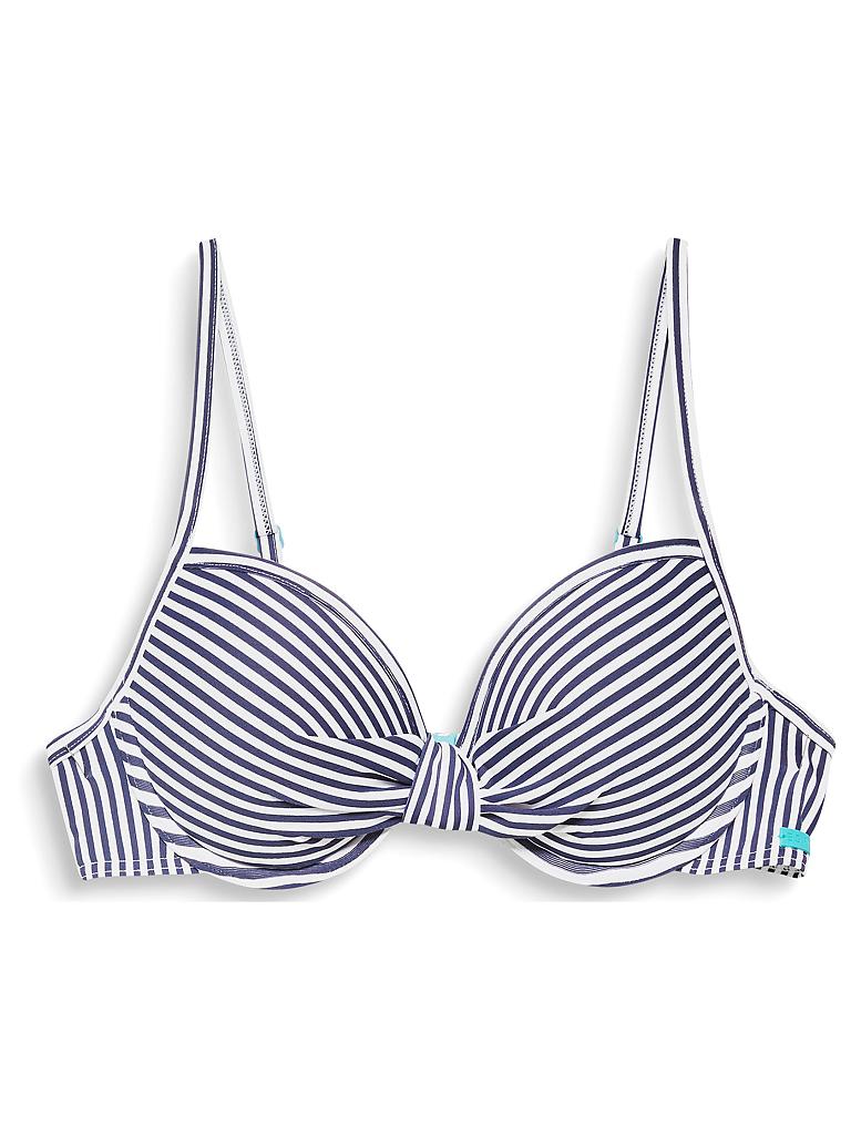 ESPRIT Damen Bikinioberteil Small Stripes blau