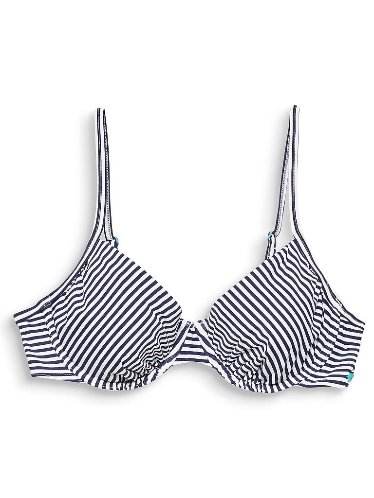 ESPRIT Damen Bikinioberteil Small Stripes blau
