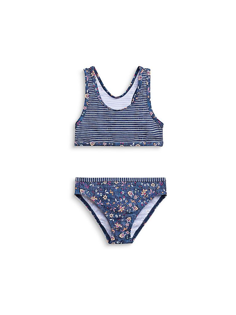 ESPRIT Mädchen Bikini mit Streifen und Blumen grau
