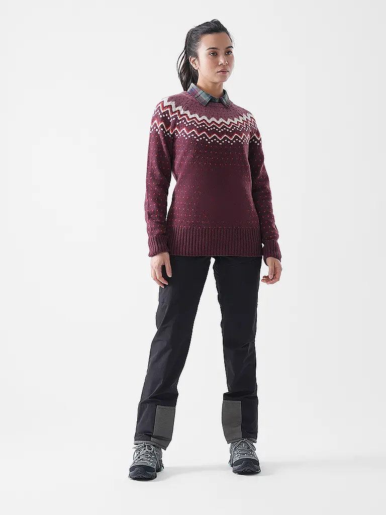 FJÄLLRÄVEN | Damen Funktionspullover Oevik Knit Wolle | dunkelrot