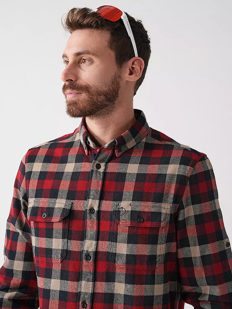 FJÄLLRÄVEN | Herren Flanellhemd Skog | dunkelrot