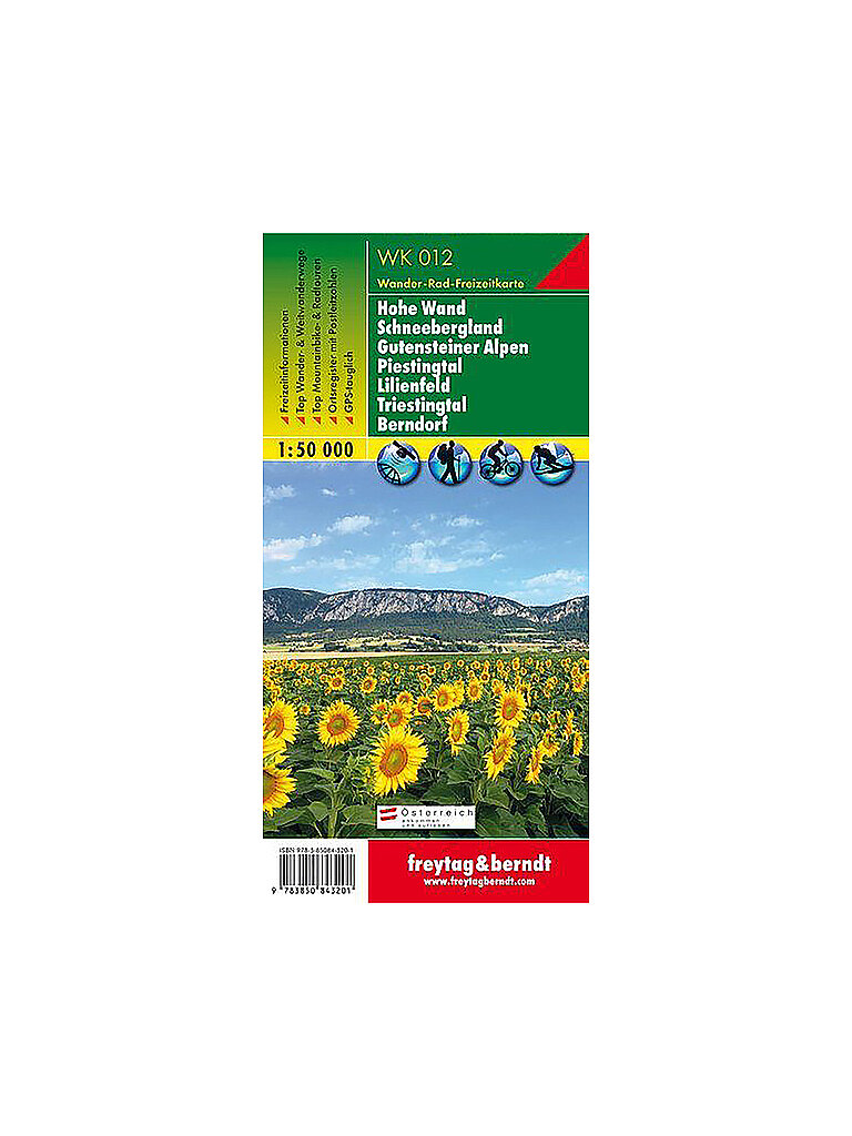FREYTAG & BERNDT Wanderkarte WK 012 Hohe Wand - Schneebergland - Gutensteiner Alpen - Piestingtal - Lilienfeld - Triestingtal - Berndorf, 1:50.000