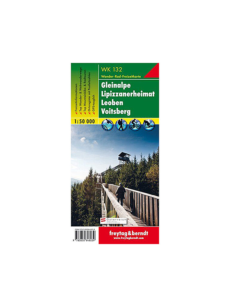 FREYTAG & BERNDT Wanderkarte WK 132 Gleinalpe - Lipizzanerheimat -Leoben - Voitsberg, 1:50.000