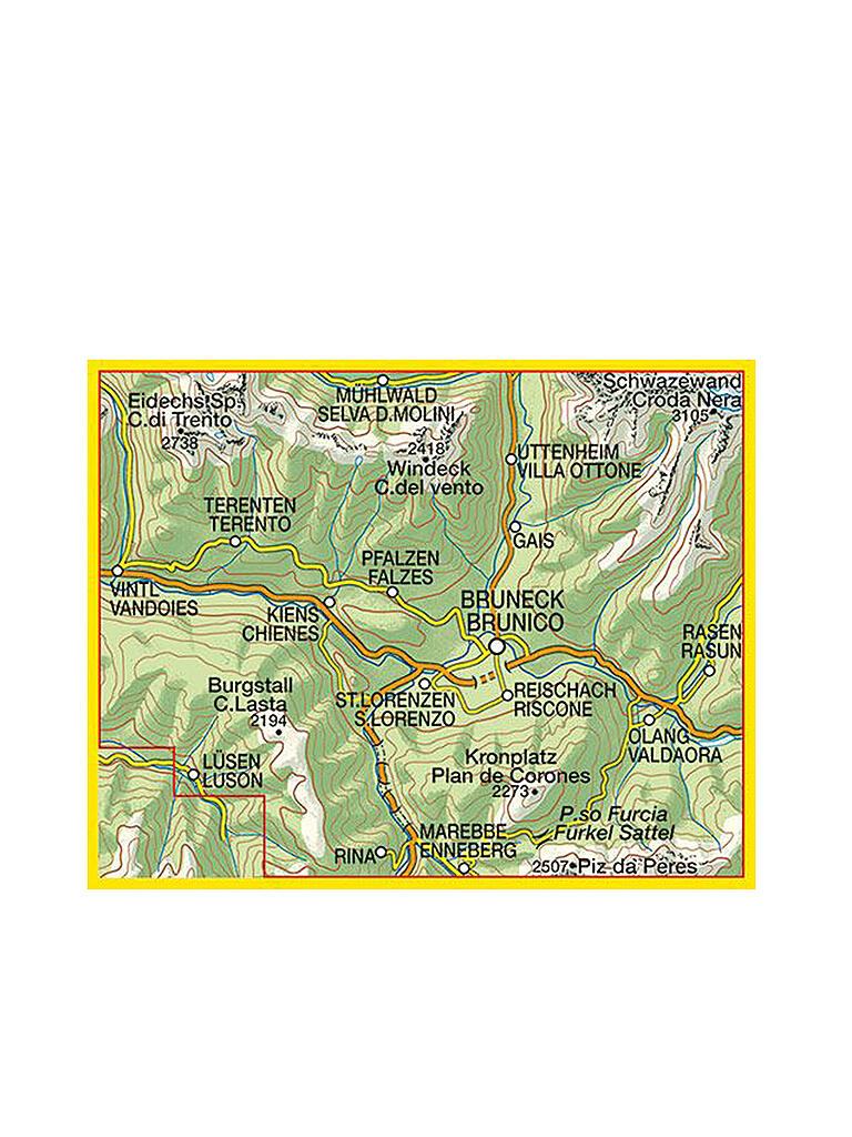 FREYTAG & BERNDT | Tabacco-Karte 033 Pustertal/Val Pusteria Bruneck/Brunico 1:25.000 | keine Farbe