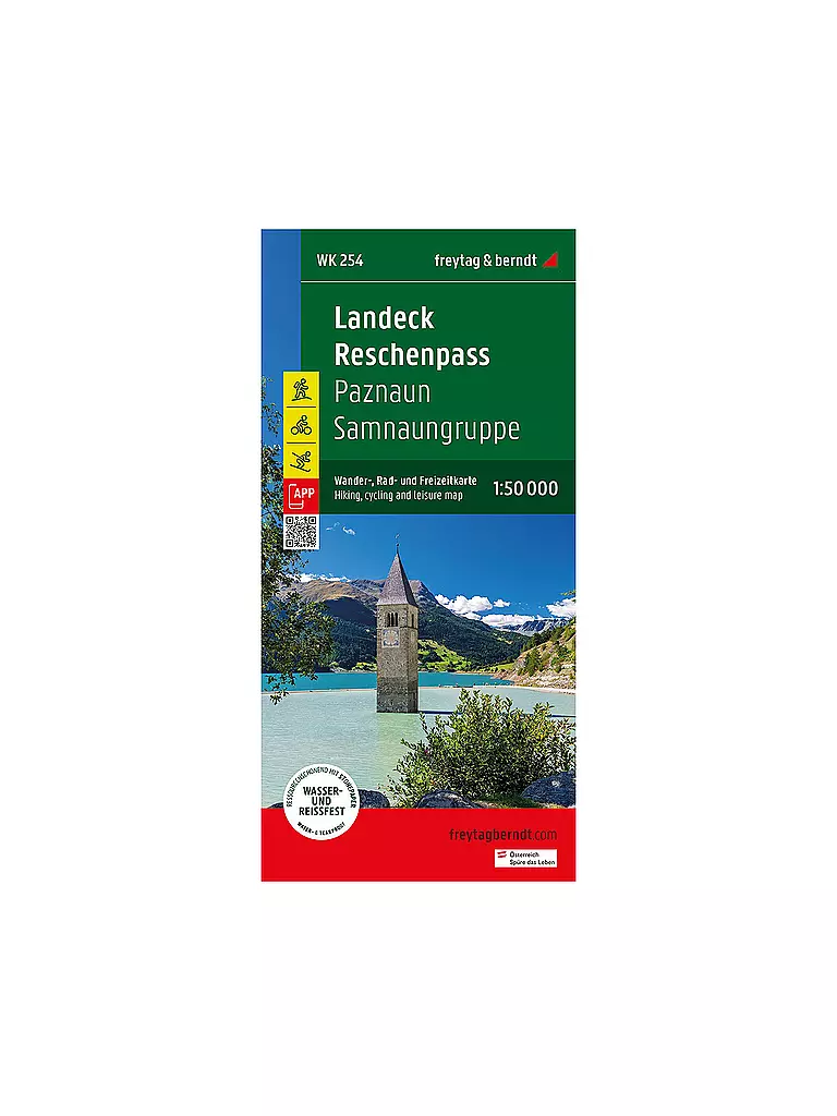 FREYTAG & BERNDT | Wanderkarte Landeck, Reschenpass Maßstab 1:50.000 | keine Farbe