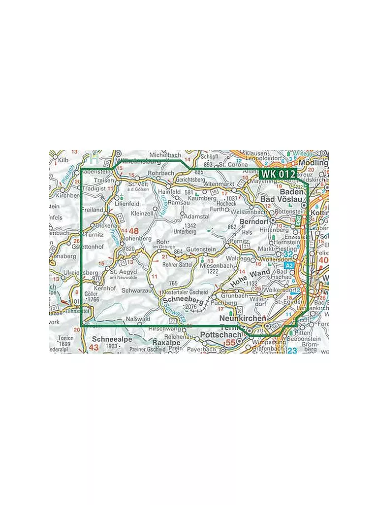 FREYTAG & BERNDT | Wanderkarte WK 012 Hohe Wand - Schneebergland - Gutensteiner Alpen - Piestingtal - Lilienfeld - Triestingtal - Berndorf, 1:50.000 | keine Farbe