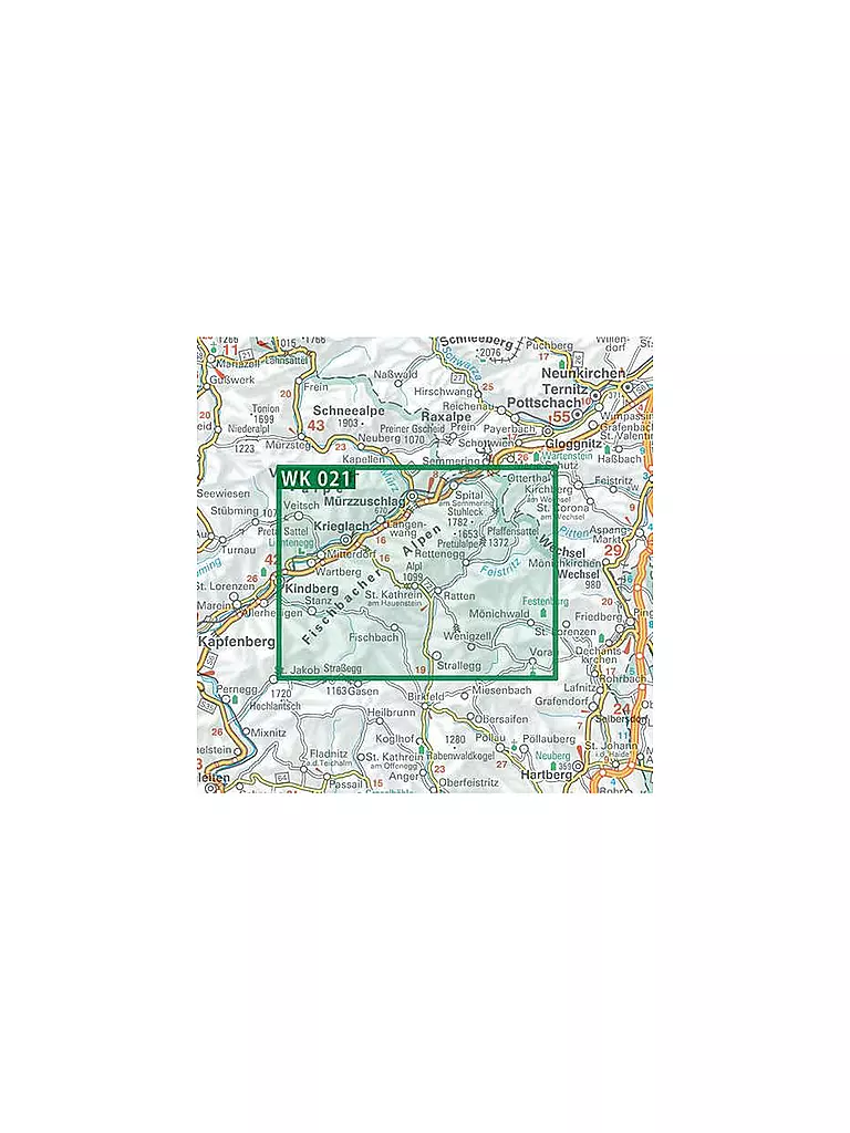 FREYTAG & BERNDT | Wanderkarte WK 021 Fischbacher Alpen - Roseggers Waldheimat - Mürzzuschlag, 1:50.000 | keine Farbe